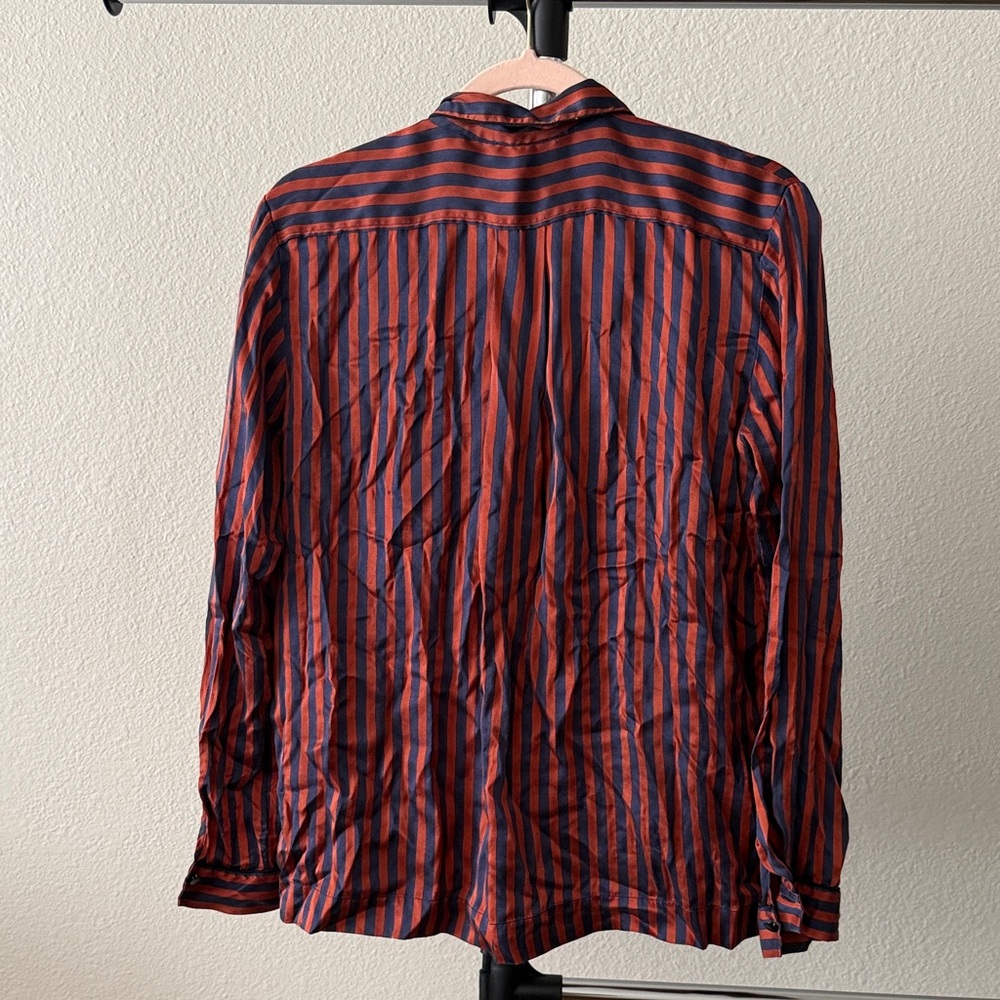 Forte Forte Striped Red and Navy Button-Up Shirt - Picture 4 of 4
